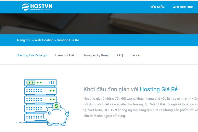 Hosting hostVN với giá rất rẻ, phù hợp người đang tập làm website